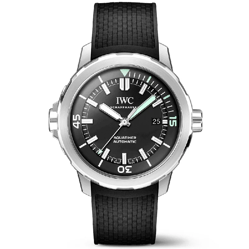 Aquatimer 42mm Black Dial Men-s Automatic Rubber Strap Watch