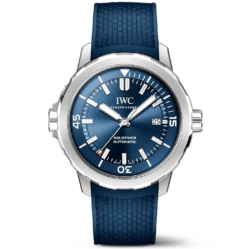 Aquatimer 42mm Blue Dial Men-s Automatic Rubber Strap Watch