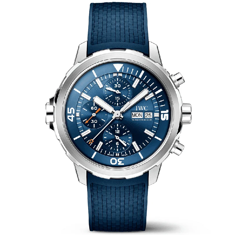 Aquatimer 42mm Blue Dial Men-s Rubber Strap Chronograph Watch