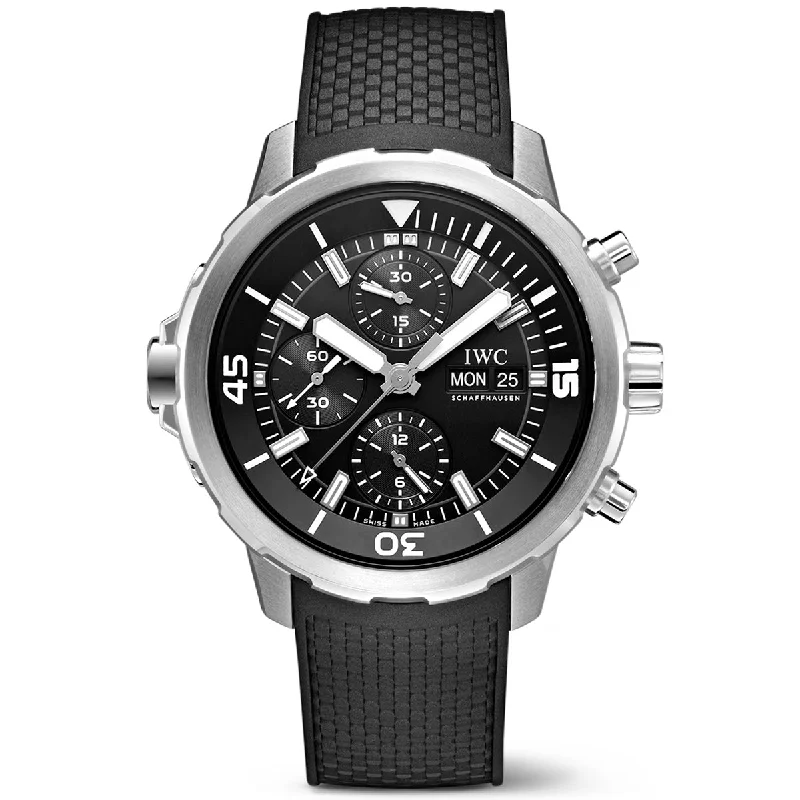 Aquatimer 44mm Black Dial Men-s Rubber Strap Chronograph Watch