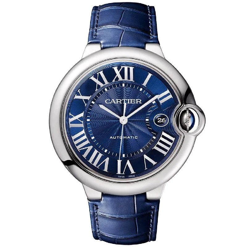 Ballon Bleu 42mm Blue Dial Men-s Automatic Leather Strap Watch