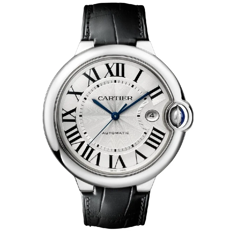 Ballon Bleu 42mm Silver Dial Men-s Automatic Leather Strap Watch