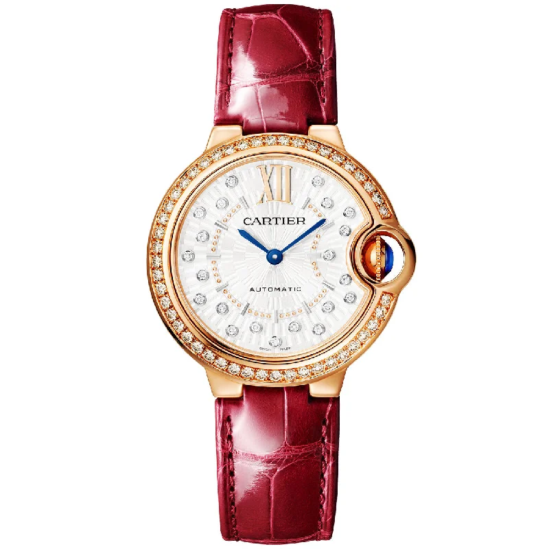 Ballon Bleu de Cartier 33mm 18ct Rose Gold Dial Diamond Dial & Bezel Watch