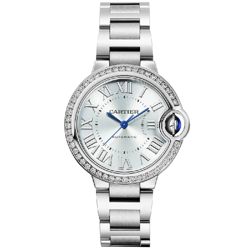 Ballon Bleu de Cartier 33mm Ice Blue Dial Diamond Bezel Watch