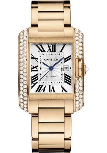 Cartier Tank Anglaise Watch - Medium Pink Gold Diamond Case - WT100003