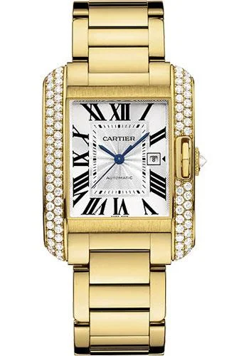 Cartier Tank Anglaise Watch - Medium Yellow Gold Diamond Case - WT100006