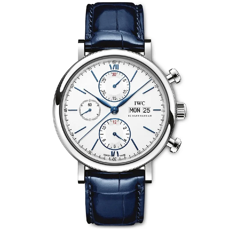 Portofino 42mm White/Blue Dial Men-s Chronograph Strap Watch