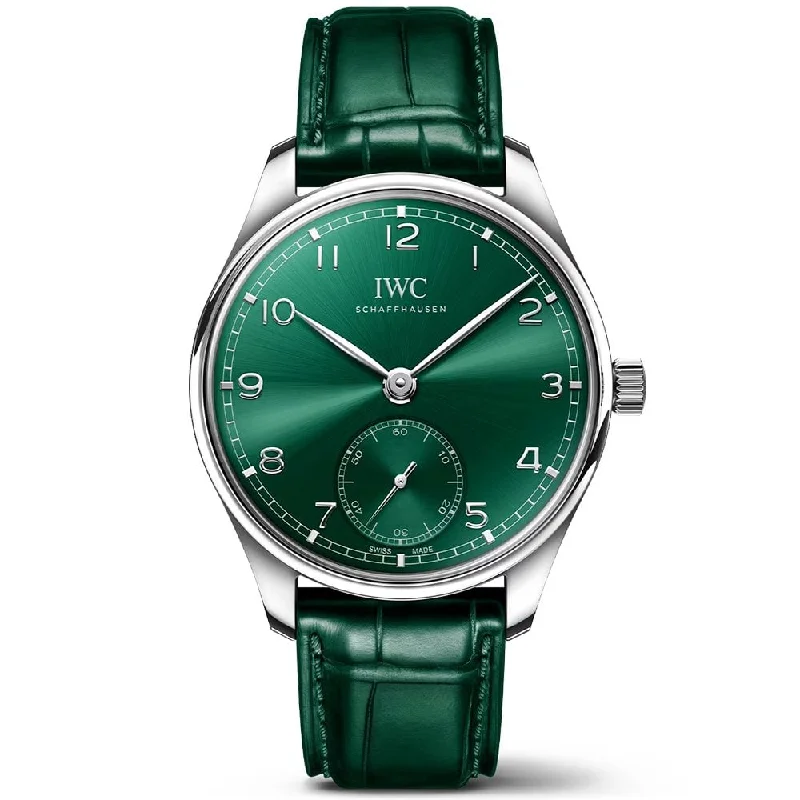 Portugieser 40mm Green Dial Men-s Automatic Leather Strap Watch