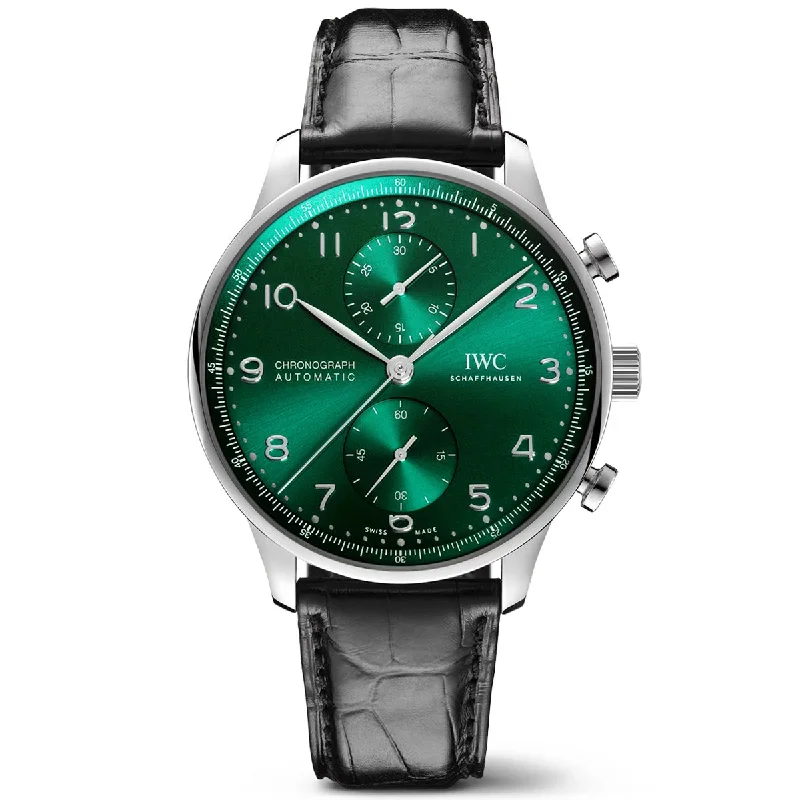 Portugieser 41mm Green Dial Men-s Chronograph Strap Watch