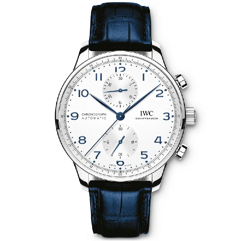 Portugieser 41mm Silver/Blue Dial Men-s Chronograph Strap Watch