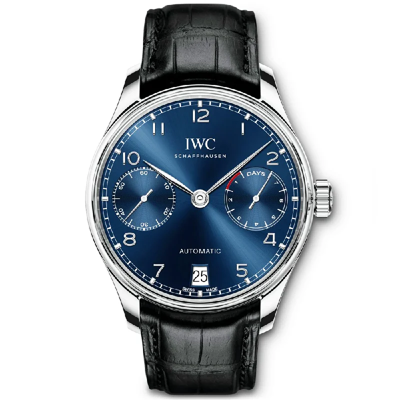 Portugieser 42mm Blue Dial Men-s Automatic Leather Strap Watch