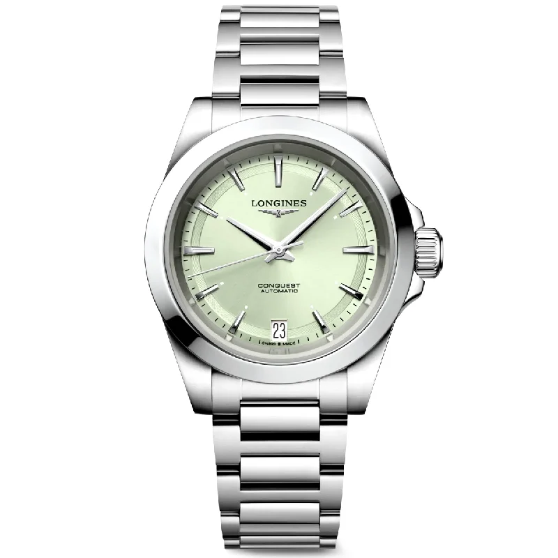 Conquest 34mm Green Sunray Dial Automatic Bracelet Watch