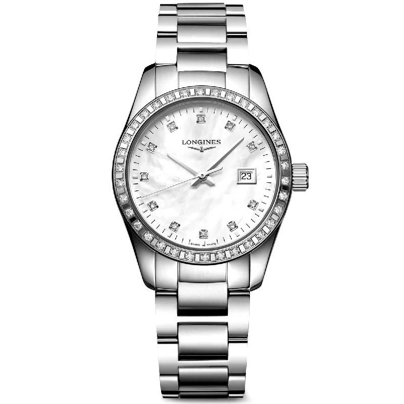 Conquest Classic 29.5mm Diamond Dial & Bezel Ladies Bracelet Watch