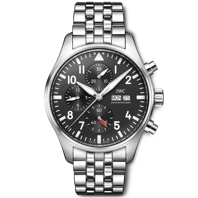 Pilot-s 43mm Black Dial Chronograph Men-s Bracelet Watch