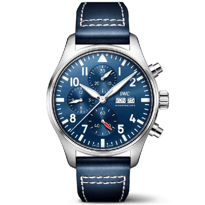 Pilot-s 43mm Blue Dial Chronograph Leather Strap Watch