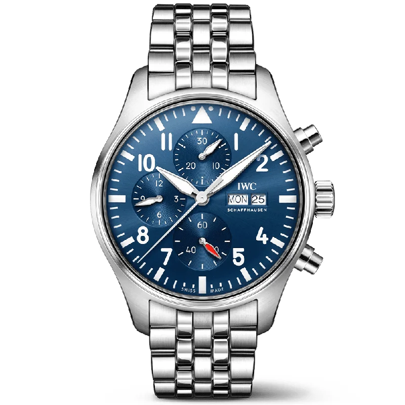 Pilot-s 43mm Blue Dial Chronograph Men-s Bracelet Watch