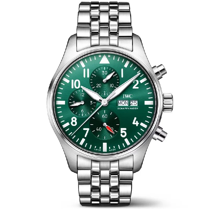 Pilot-s 43mm Green Dial Chronograph Bracelet Watch