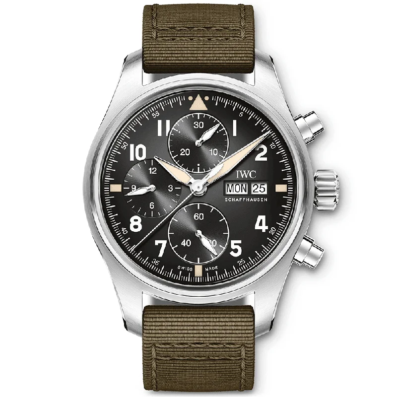 Pilot-s Spitfire 41mm Black Dial Chronograph Canvas Strap Watch