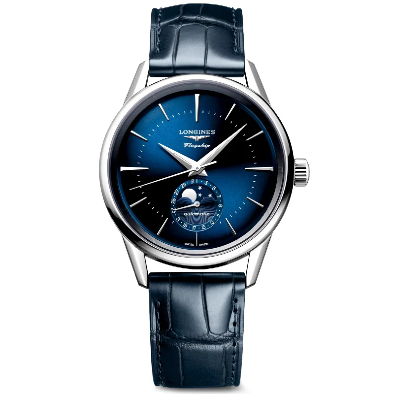 Flagship Heritage 38.5mm Blue Sunray Dial Leather Strap Watch