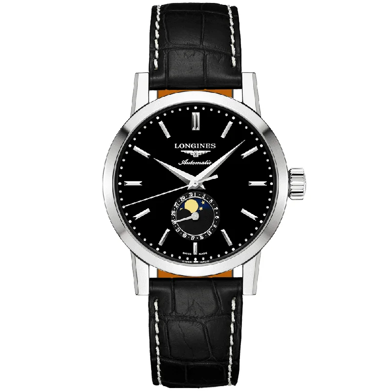 Longines 1832 40mm Black Moonphase Dial Men-s Automatic  Strap Watch