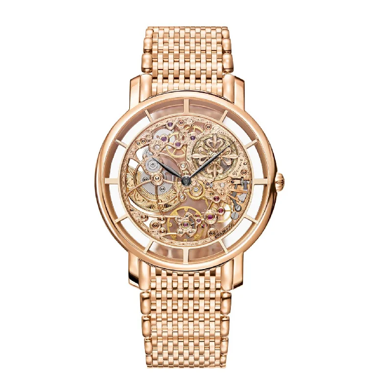 Patek Philippe Complication Calatrava Skeleton movement with hand-engraved decoration. 18k Rose Gold. 39mm. Ref# 5180/1R-001