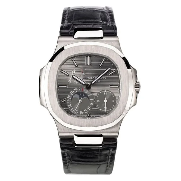 Patek Philippe Nautilus Date. Moon Phases Watch. 18k White Gold. 40mm. Ref# 5712G-001