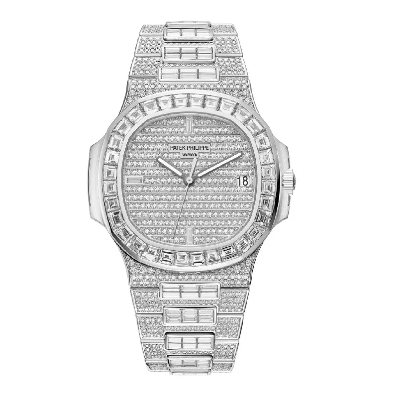 Patek Philippe Nautilus Date. Sweep Seconds Watch. 18k White Gold and 1.343 diamonds: ~18.73 ct.. 40mm. Ref# 5719/10G-010