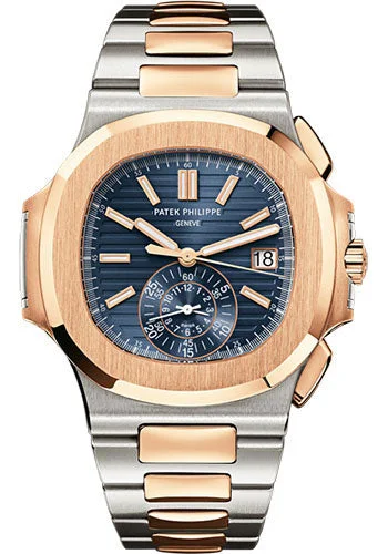 Patek Philippe Nautilus Flyback Chronograph. Date Watch. 18k Rose Gold and Stainless Steel. 40.5 mm. Ref# 5980/1AR-001