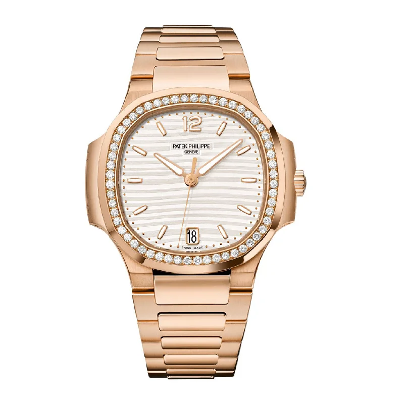 Patek Philippe Nautilus Ladies Automatic Watch. 18k Rose Gold and Diamonds. 35.2mm. Ref# 7118/1200R-001