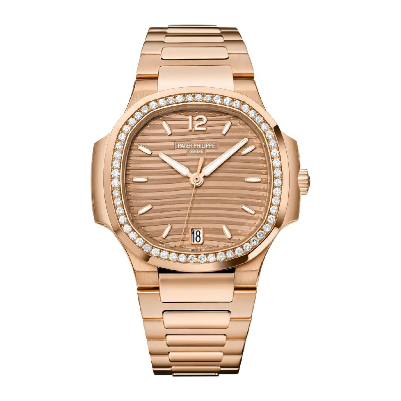 Patek Philippe Nautilus Ladies Automatic Watch. 18k Rose Gold and Diamonds. 35.2mm. Ref# 7118/1200R-010