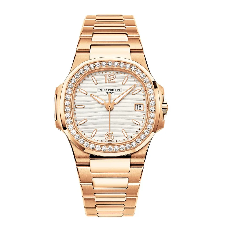 Patek Philippe Nautilus Quartz Diamond Ladies Watch. 18k Rose Gold. 32mm. Ref# 7010/1R-011