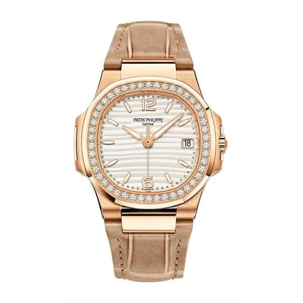 Patek Philippe Nautilus Quartz Diamond Ladies Watch. 18k Rose Gold. 32mm. Ref# 7010R-011