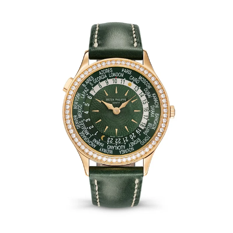 Patek Philippe Women's Complication World-Time. 18k Rose Gold set with 89 diamonds (~1.03 ct.). 36mm. Ref# 7130R-014