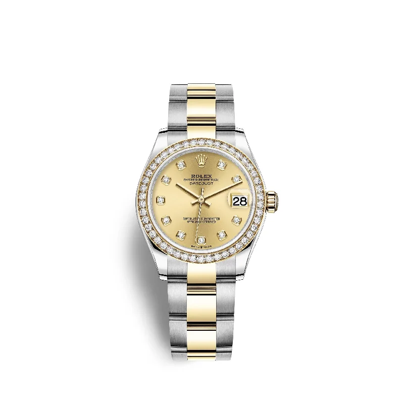 Rolex Datejust 31. Oystersteel. 18kt Yellow Gold and diamonds. Ref# 278383RBR-0025