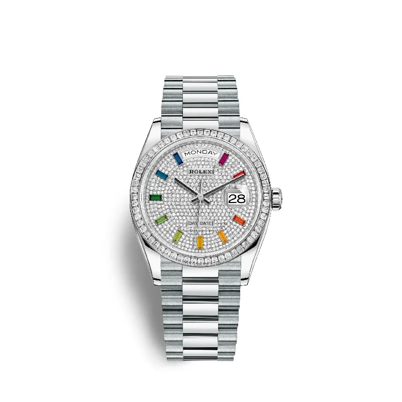 Rolex Day-Date. 36mm. Platinum and Diamonds. Ref# 128396tbr-0006