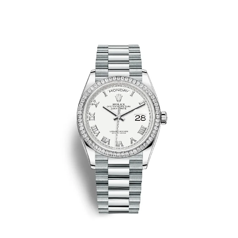 Rolex Day-Date. 36mm. Platinum and Diamonds. Ref# 128396tbr-0010