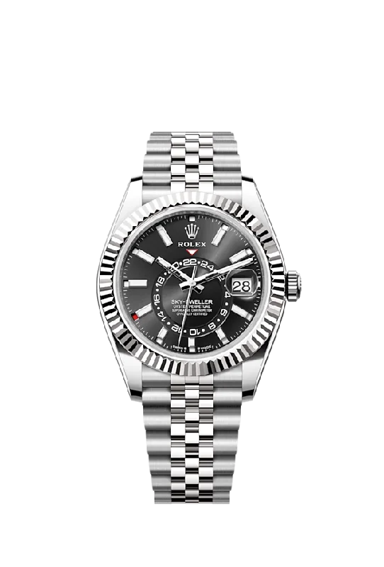 Rolex Sky-Dweller. 42mm. Oystersteel and 18k White Gold. Black. Jubilee. Ref# 336934-0008