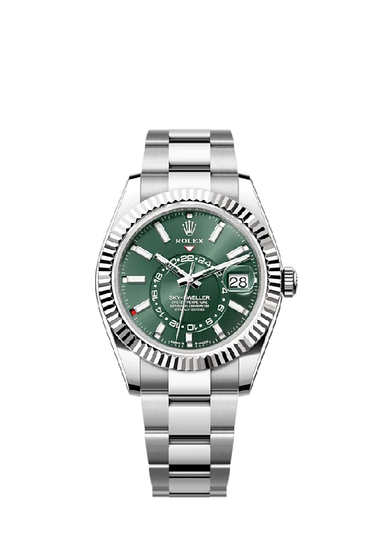 Rolex Sky-Dweller. 42mm. Oystersteel and 18k White Gold. Green. Oyster. Ref# 336934-0001