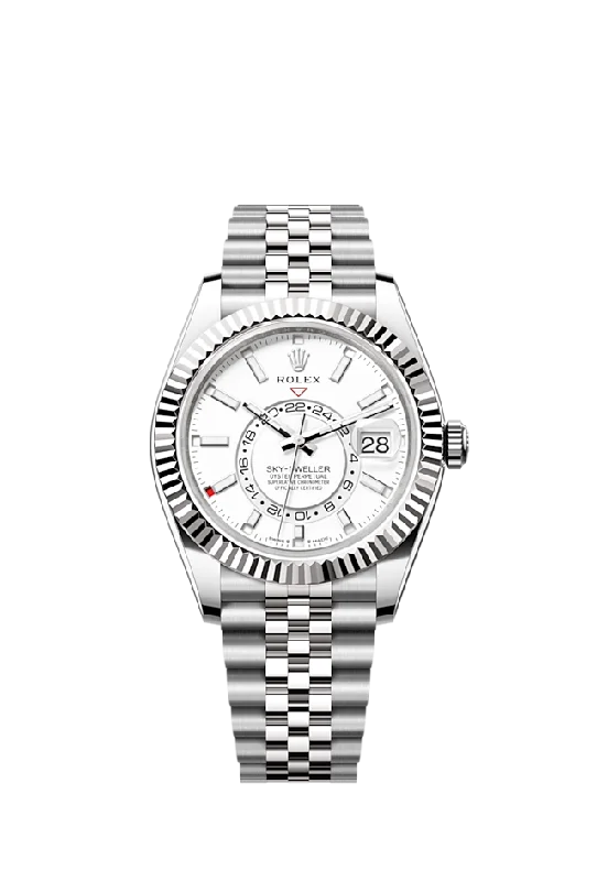 Rolex Sky-Dweller. 42mm. Oystersteel and 18k White Gold. White. Jubilee. Ref# 336934-0004