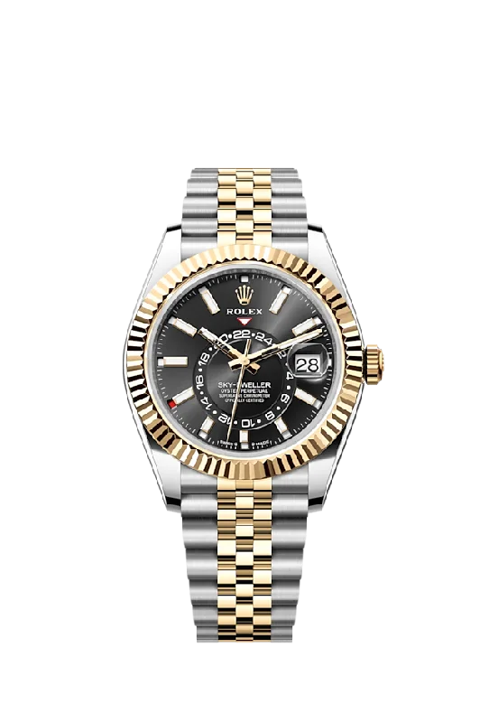 Rolex Sky-Dweller. 42mm. Oystersteel and 18k Yellow Gold. Black. Jubilee. Ref# 336933-0004