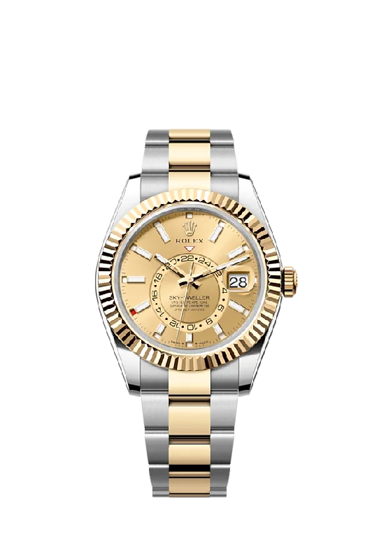 Rolex Sky-Dweller. 42mm. Oystersteel and 18k Yellow Gold. Champagne. Oyster. Ref# 336933-0001